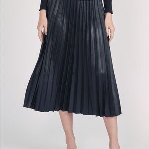NWT YAL New York Subtle Shine Black Pleated Skirt